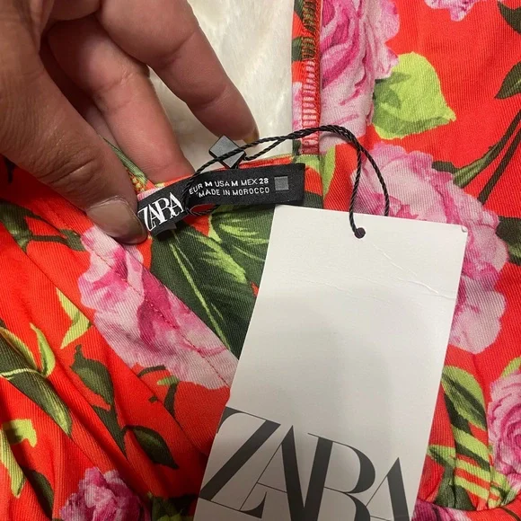 Zara Bright Red Floral Swimwear - Picture 3 of 5